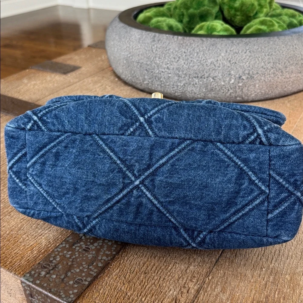 Chanel 20s denim flap bag quilted crossbody bag chunky hardware
